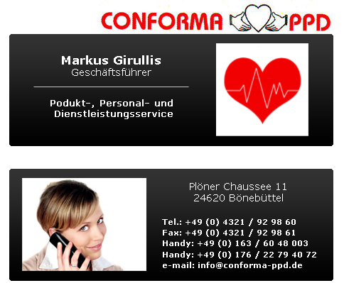 Webseite der Conforma-PPD aus Bönebüttel